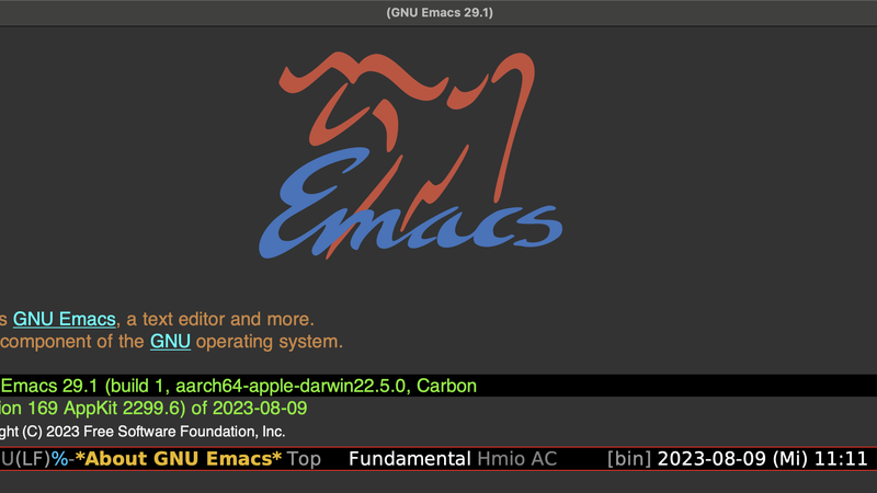 GNU Emacs 29.1 Splash Screen