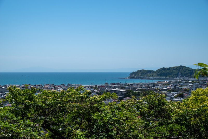 祇園山ハイキングコース見晴台からの眺め（稲村ヶ崎，相模湾: 2023-05-04）